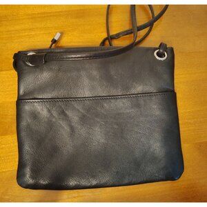 Margot Black Leather Crossbody Purse, Very Soft, Zip Close, Outer Pocket